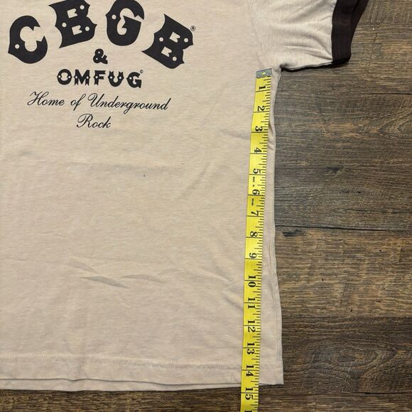 CBGB & OMFUG T-Shirt Mens S Vintage 90s Ringer Tee Gray Black Trim Made in USA - Picture 6 of 7